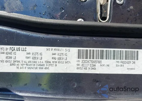 2016 Dodge Charger R/T из США, поврежденный, VIN 2C3CDXCT5GH257665